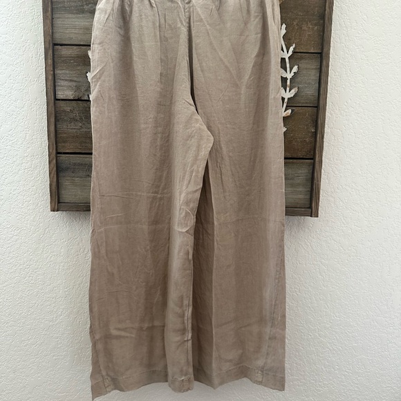 Anthropologie Velvet by Graham & Spencer Lola Tan 100% linen Pants size L NWT - Picture 3 of 11